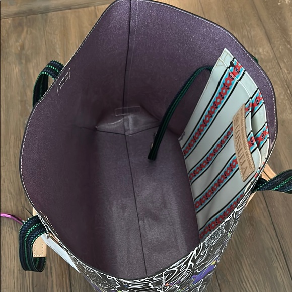 Consuela Black and Blue Tote Bag with Vibrant Design - Picture 3 of 11